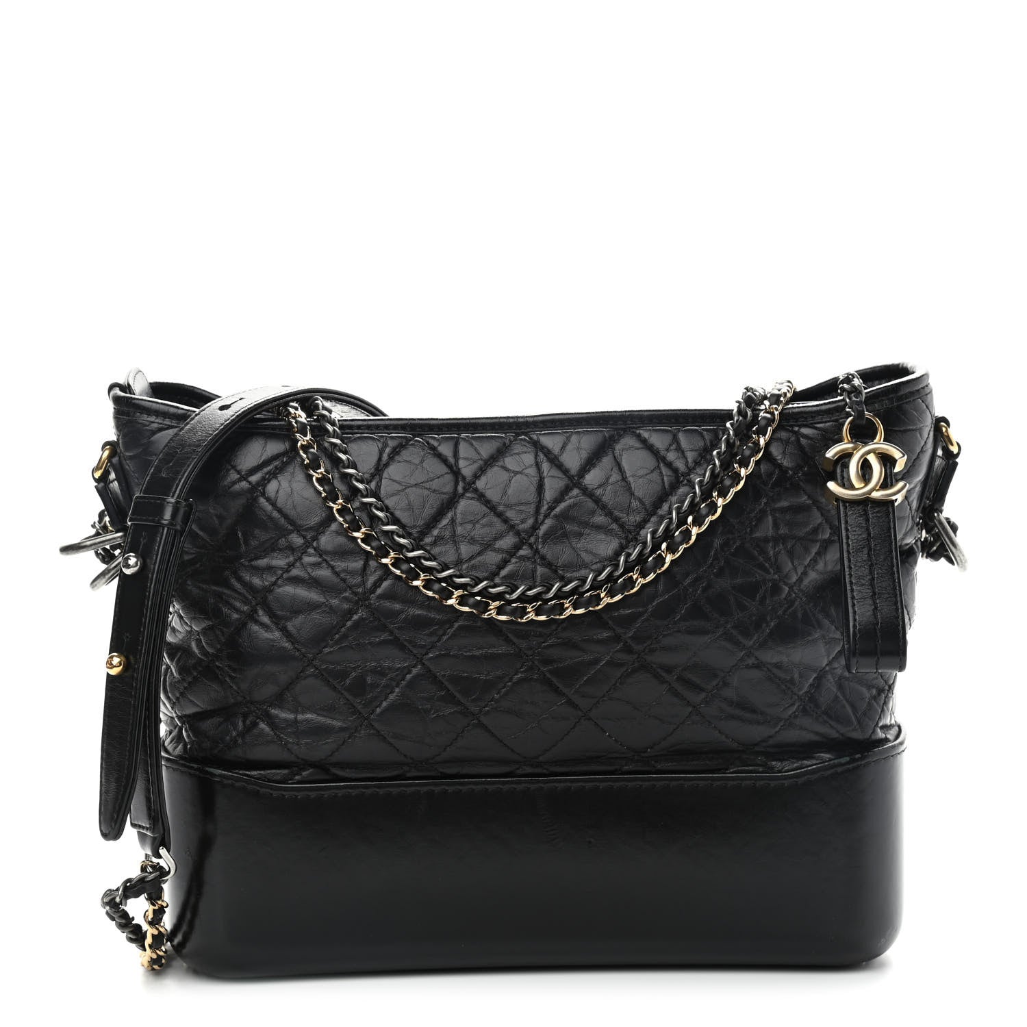 Chanel Aged Calfskin Quilted Medium Gabrielle Hobo Black 1 of 13
