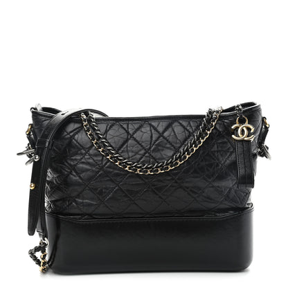 Chanel Aged Calfskin Quilted Medium Gabrielle Hobo Black 1 of 13