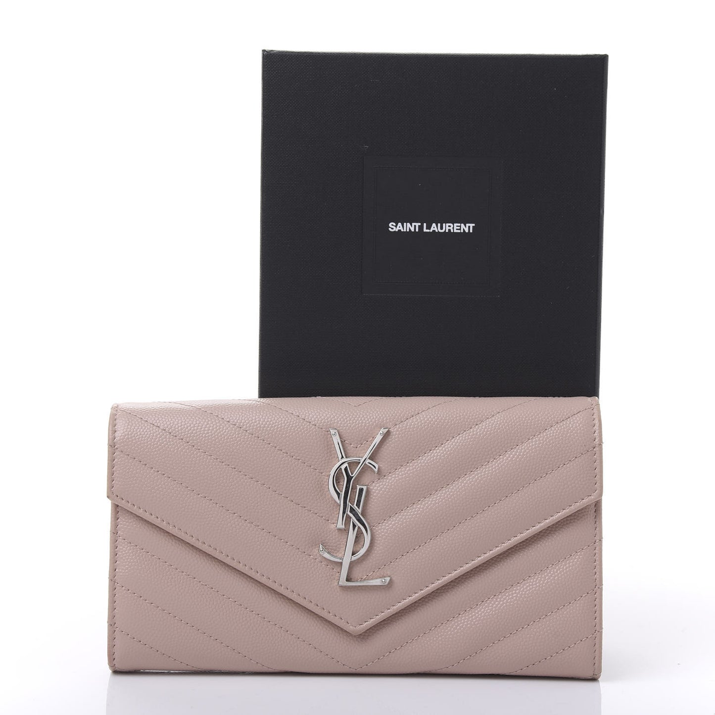 Grain De Poudre Matelasse Chevron Monogram Wallet Pale Pink