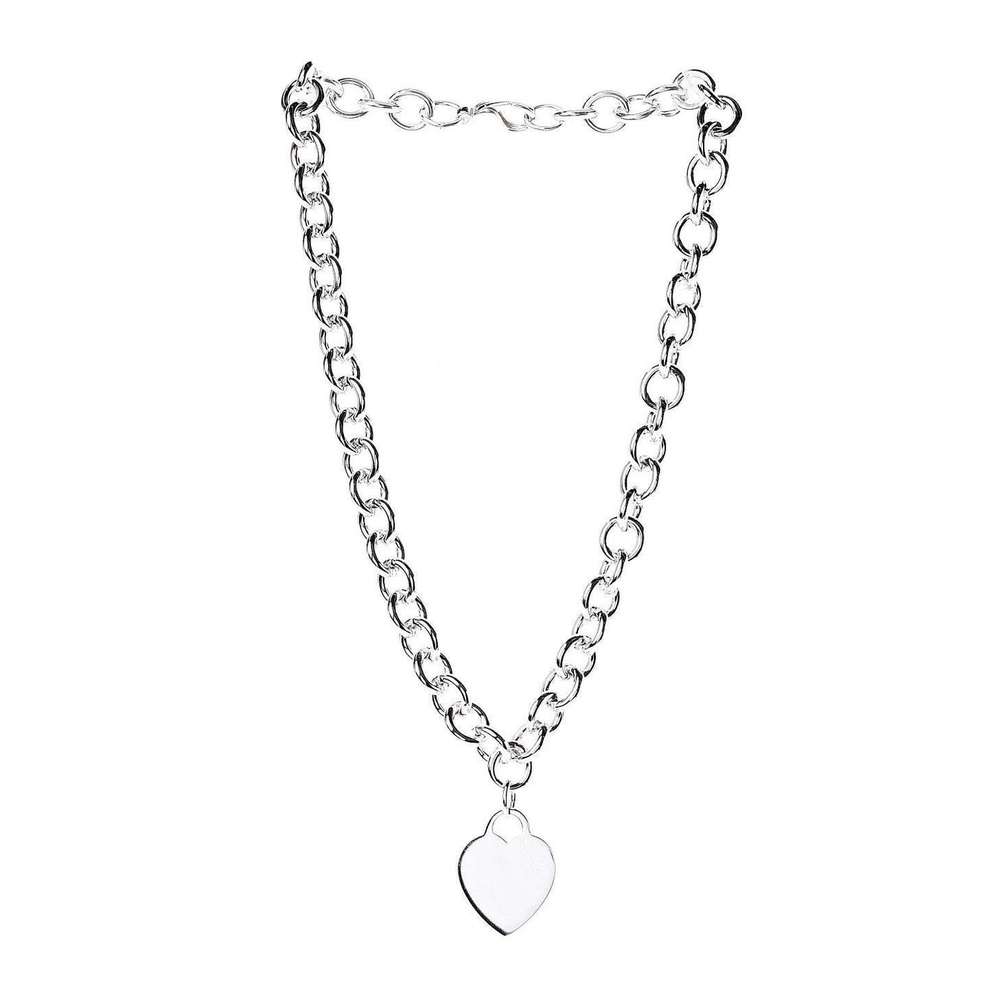 Sterling Silver Heart Tag Necklace
