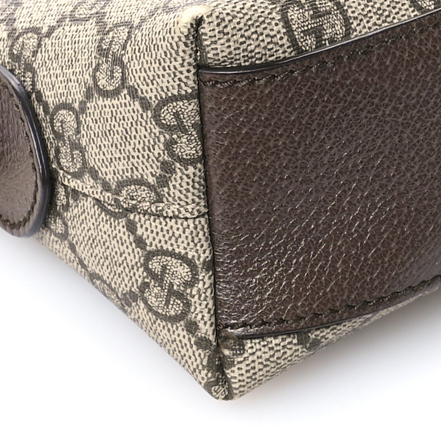 GG Supreme Monogram Textured Dollar Calfskin Web Small Ophidia Dome Shoulder Bag Beige Ebony New Acero