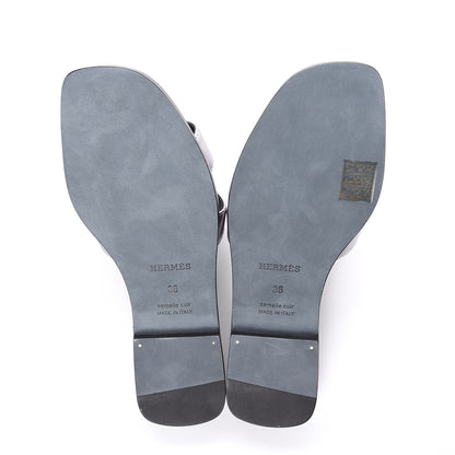 Hermes Metallic Nappa Calfskin Oran Sandals 36 Argent 5 of 7