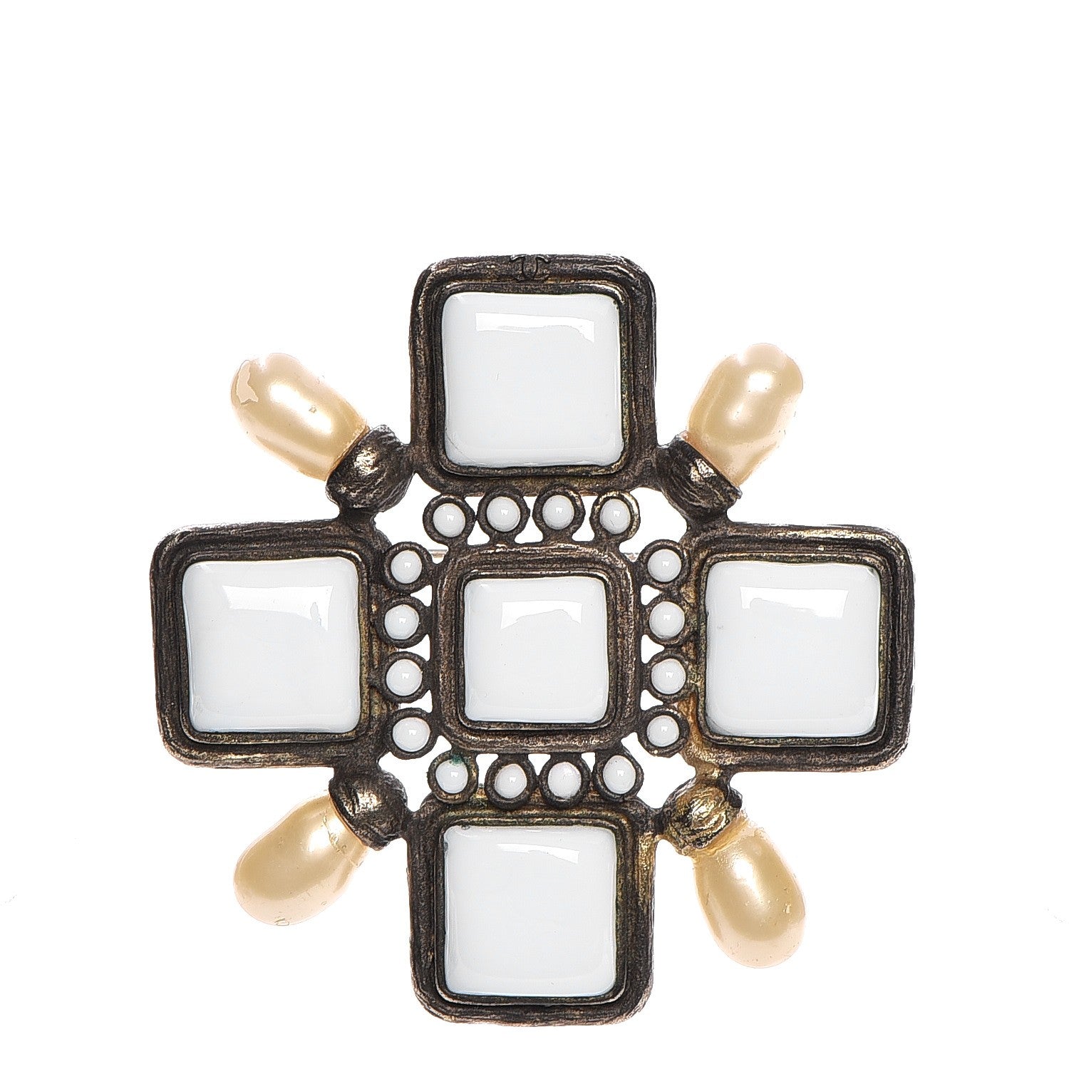 Chanel Gripoix Pearl Brooch Gold 1 of 12