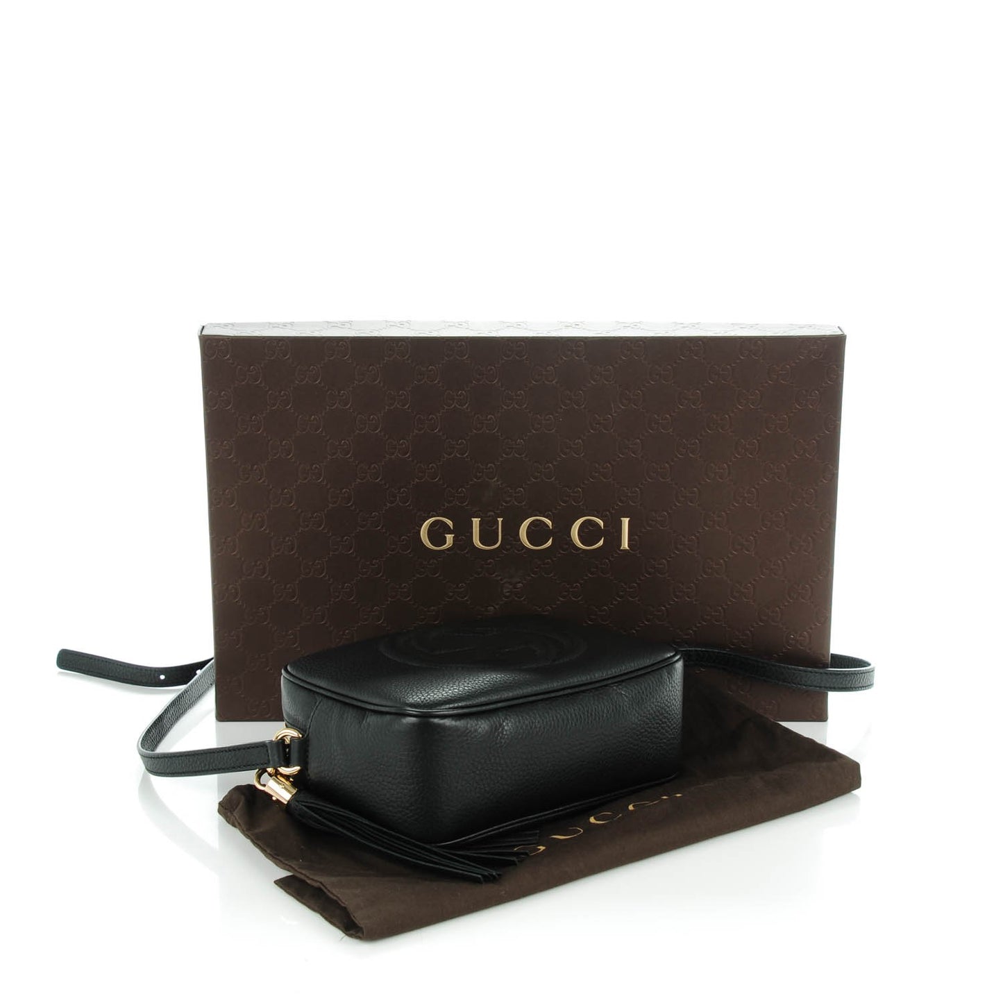 Pebbled Calfskin Small Soho Disco Bag Black