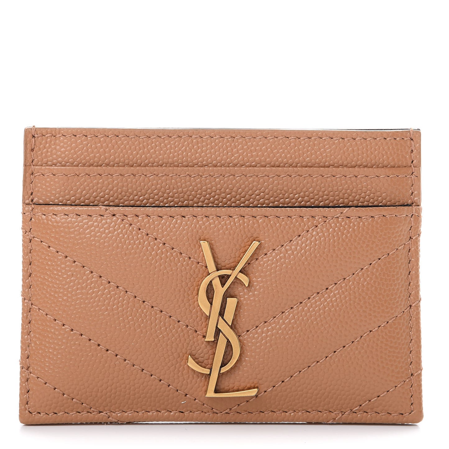 Grain De Poudre Matelasse Chevron Monogram Credit Card Case Dune