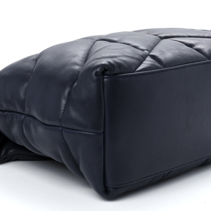 Saint Laurent Lambskin Quilted Medium Loulou Puffer Monogram Chain Satchel Navy 12 of 14