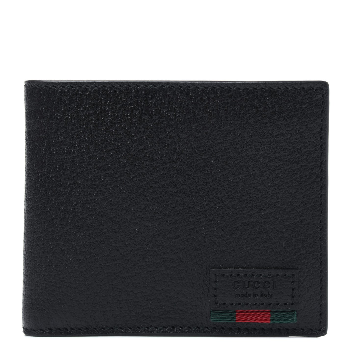 Calfskin Boar Effect Web Bi-Fold Wallet Black