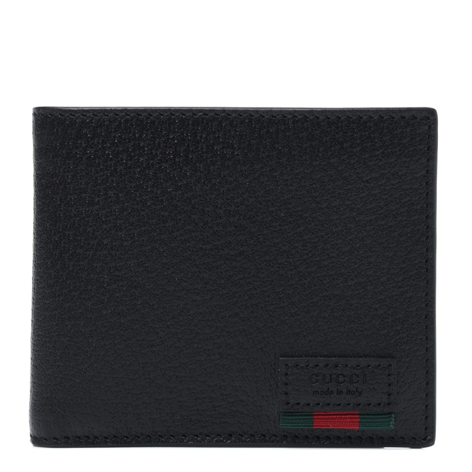 Gucci Calfskin Boar Effect Web Bi-Fold Wallet Black 1 of 7