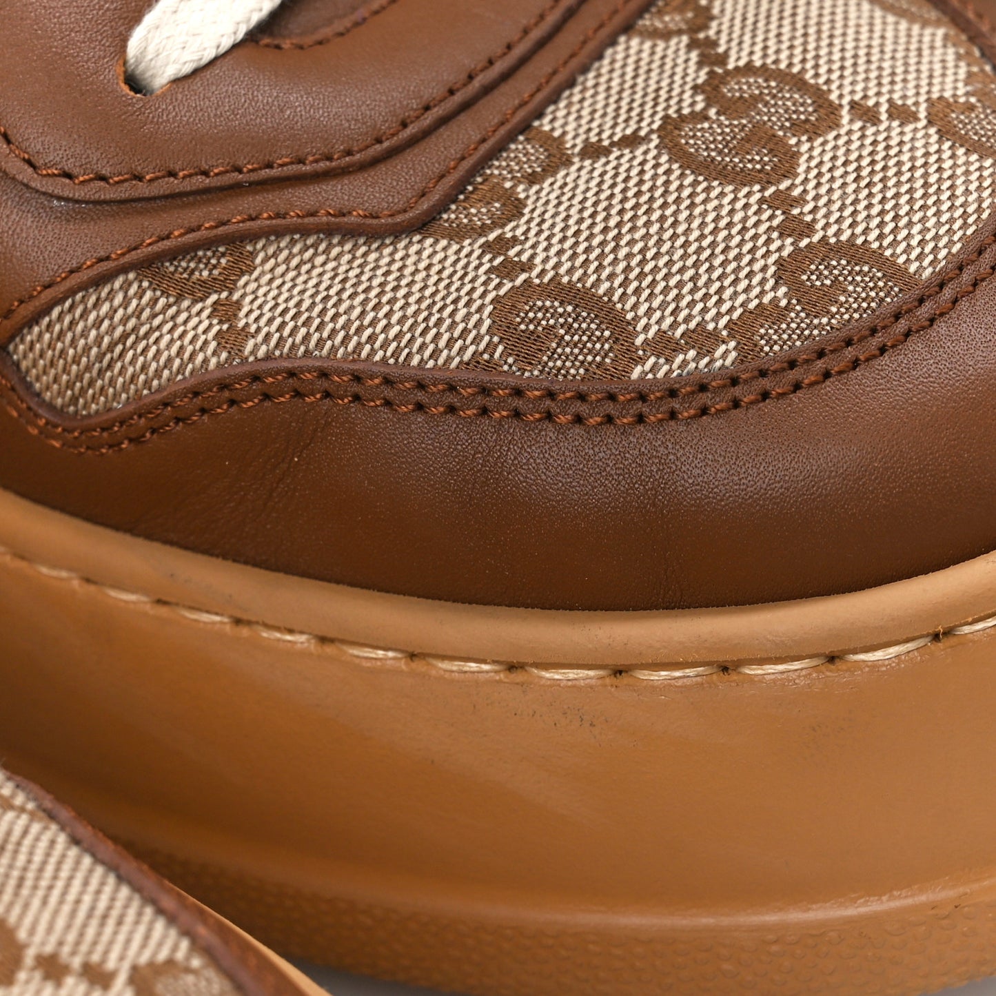 Calfskin GG Monogram Womens Platform 55mm Sneakers 42 Hezelnut Beige Ebony Mystic White
