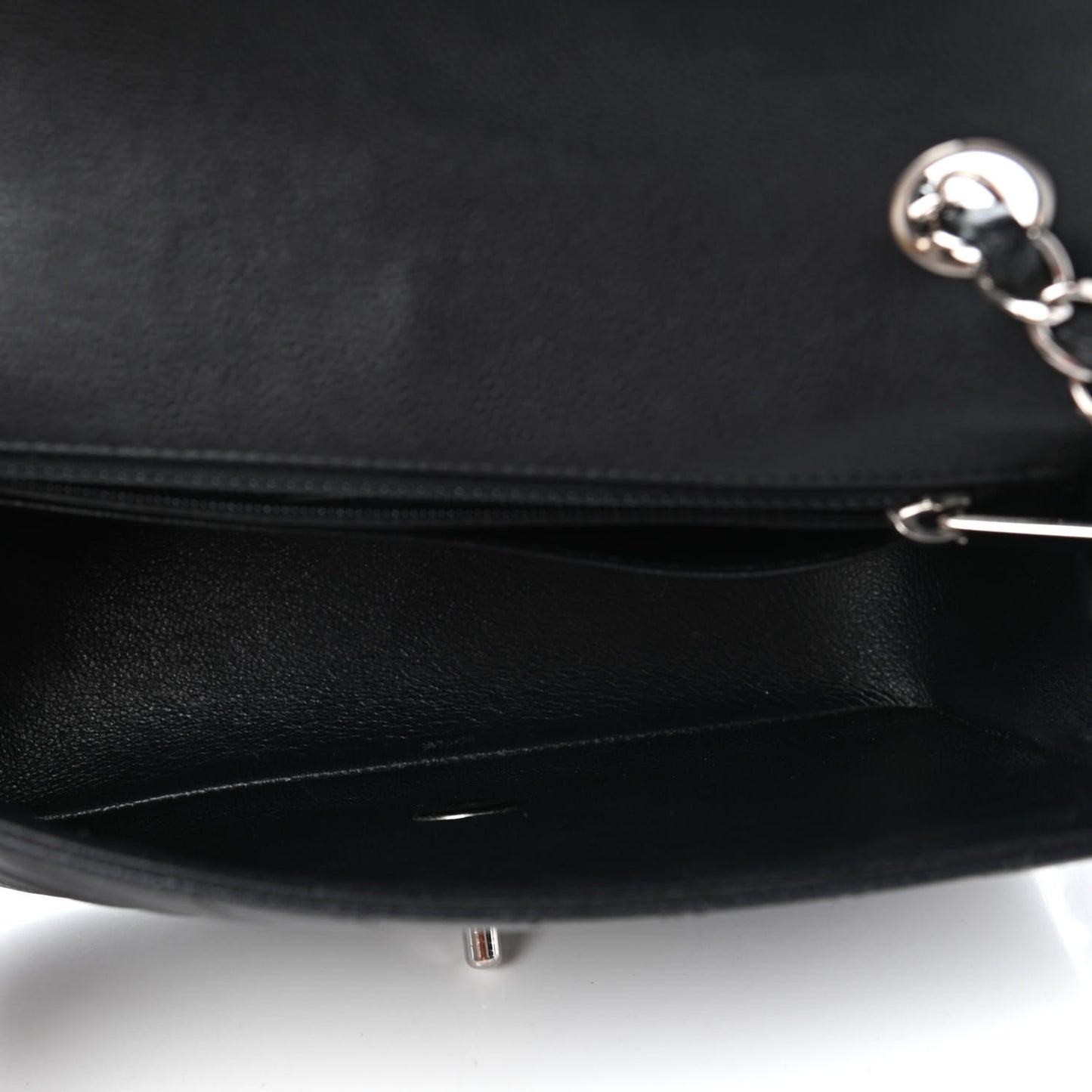 Caviar Chevron Quilted Mini Rectangular Flap Black