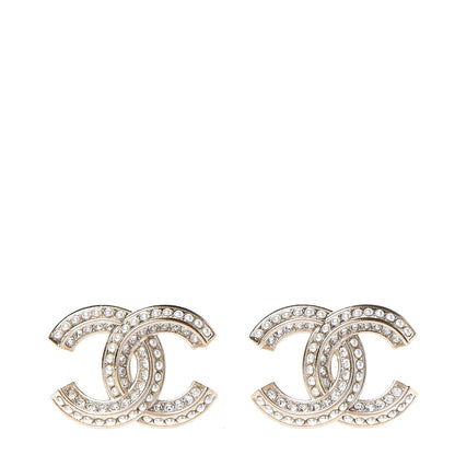 Chanel Crystal Pearl CC Earrings Light Gold 1 of 5