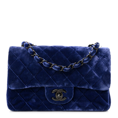 Chanel Velvet Quilted Mini Rectangular Flap Dark Blue 1 of 10