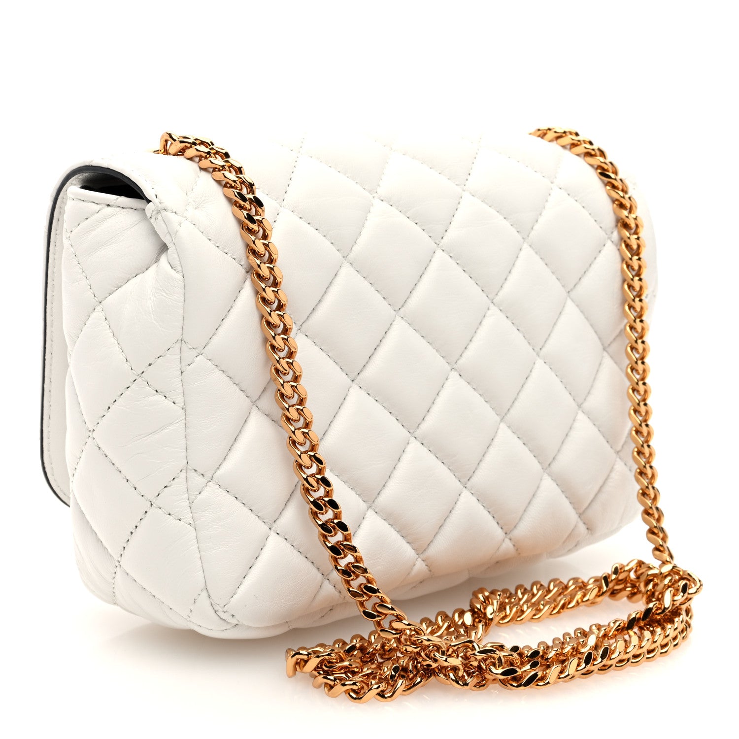 Versace Nappa Quilted Small Medusa Chain Crossbody White 3 of 9
