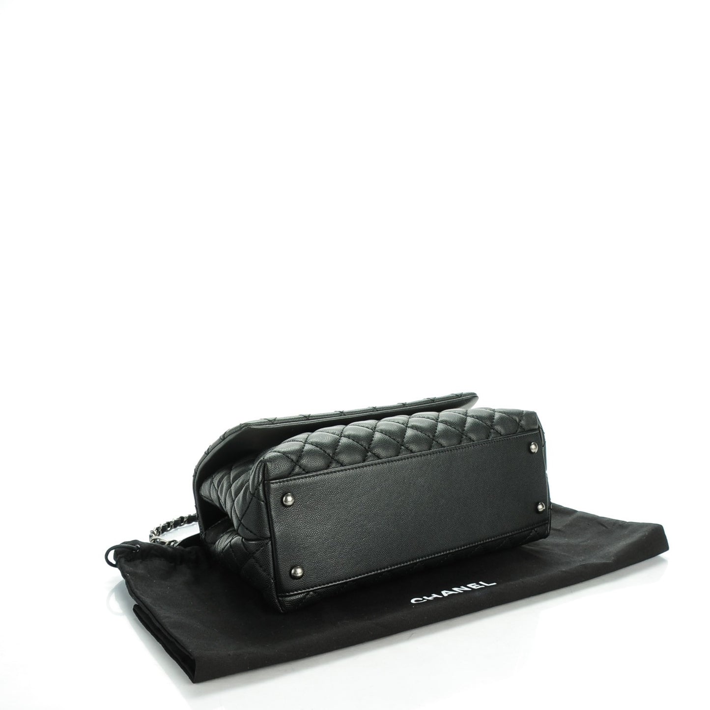 Caviar Quilted Small Coco Handle Flap Black