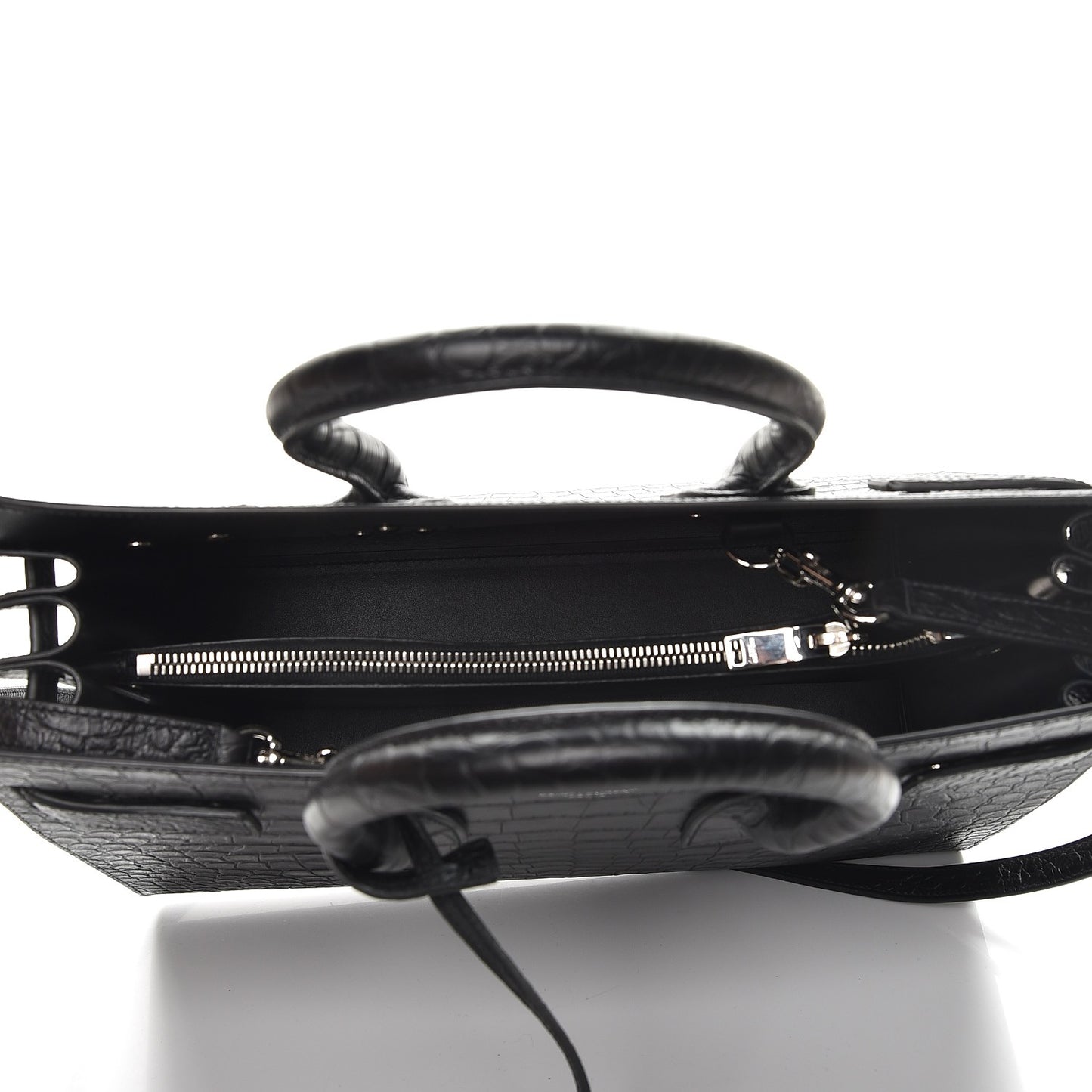 Calfskin Crocodile Embossed Small Sac de Jour Black