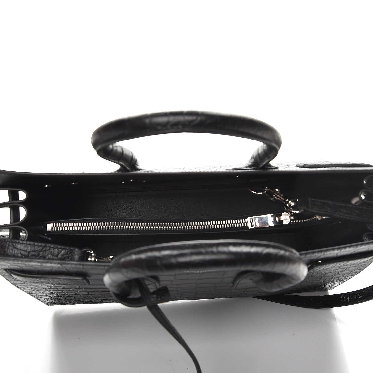 Saint Laurent Calfskin Crocodile Embossed Small Sac de Jour Black 6 of 8