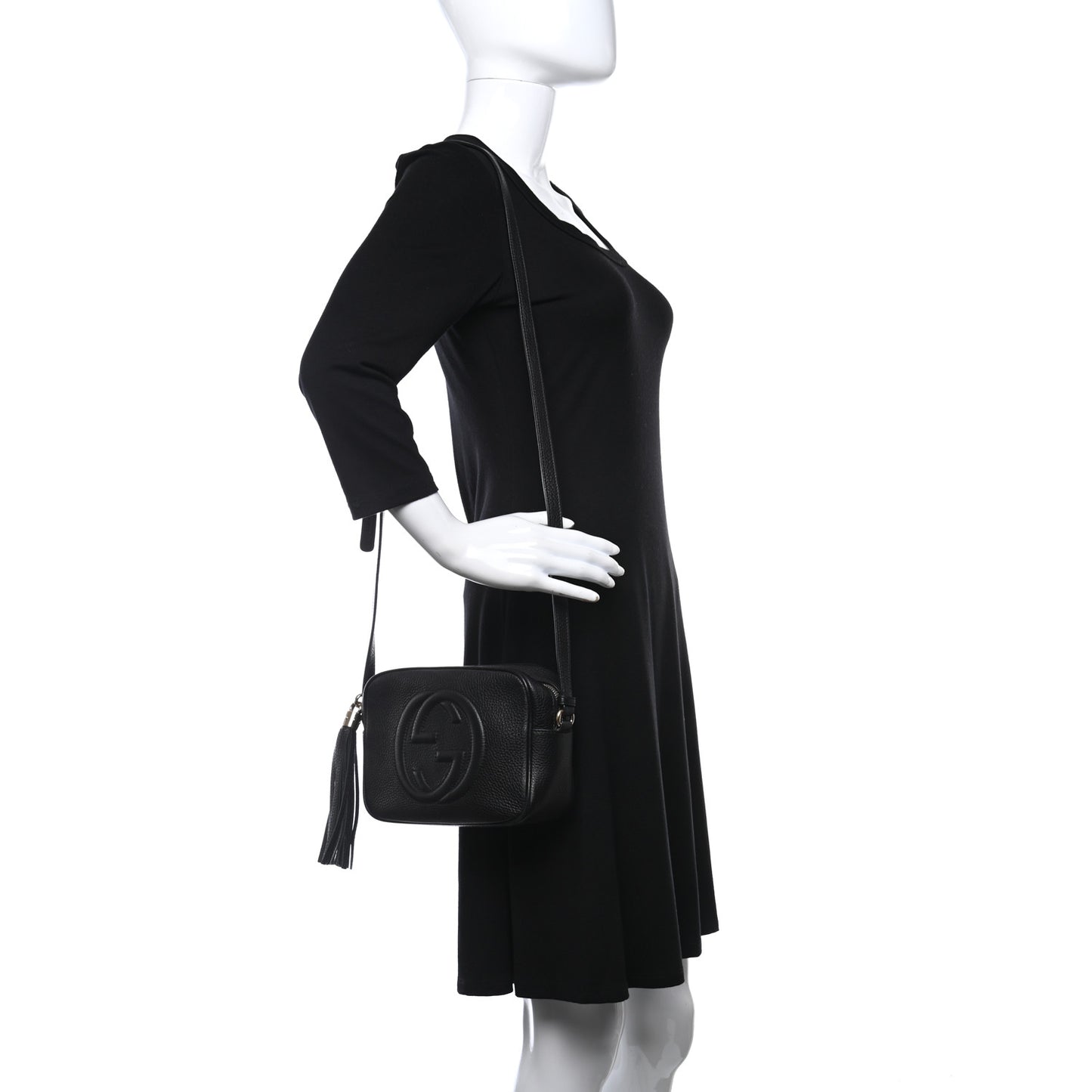 Pebbled Calfskin Small Soho Disco Bag Black
