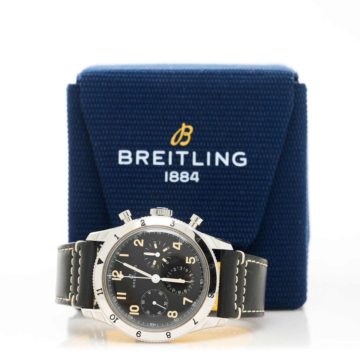 Breitling Stainless Steel Calfskin 41mm Aviator 8 Chronograph Manual Winding Watch Black AB0920 4 of 4