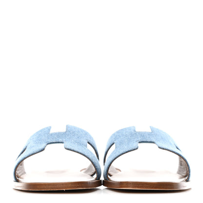 Hermes Denim Canvas Oran Sandals 40 Bleu Clair 2 of 4