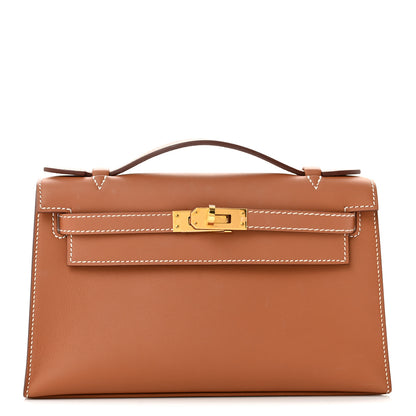 Hermes Swift Kelly Pochette Clutch Gold 1 of 12