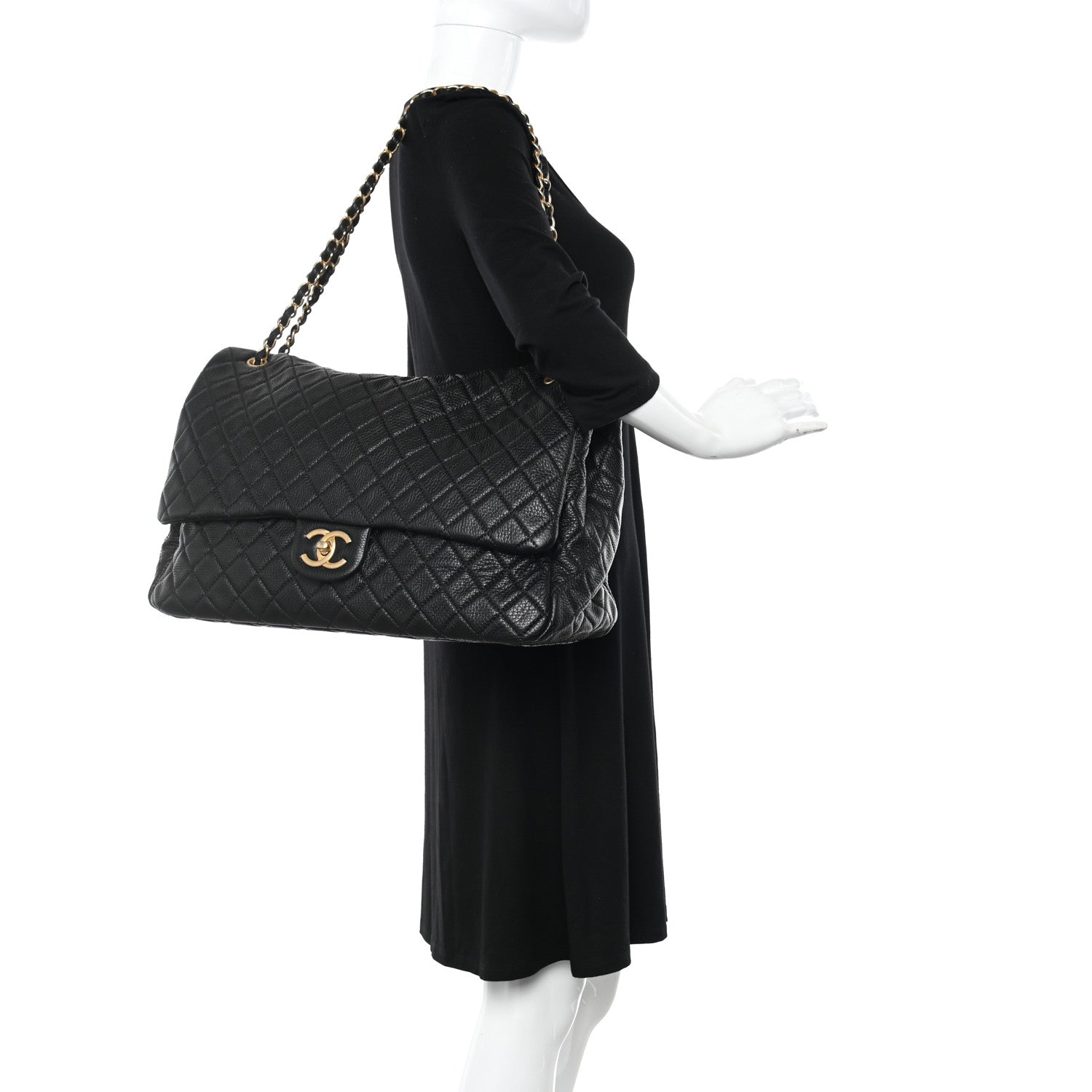 Chanel Calfskin Quilted XXL Travel Flap Bag Black 2 of 10