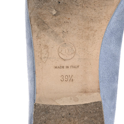 Chanel Suede Calfskin Cap Toe CC Ballerina Flats 39.5 Light Blue Turquoise 8 of 10
