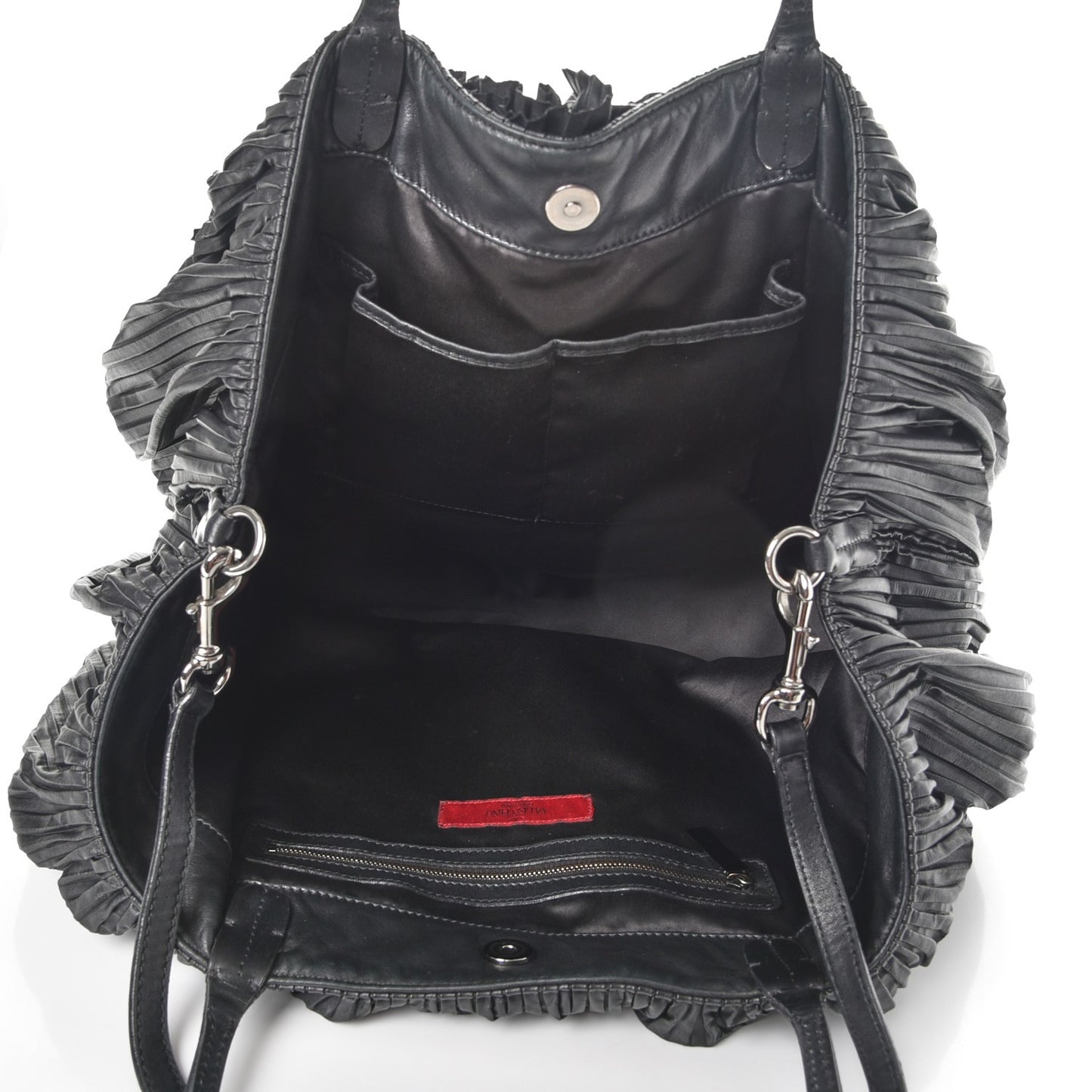 Nappa Pleated Petale Tote Black