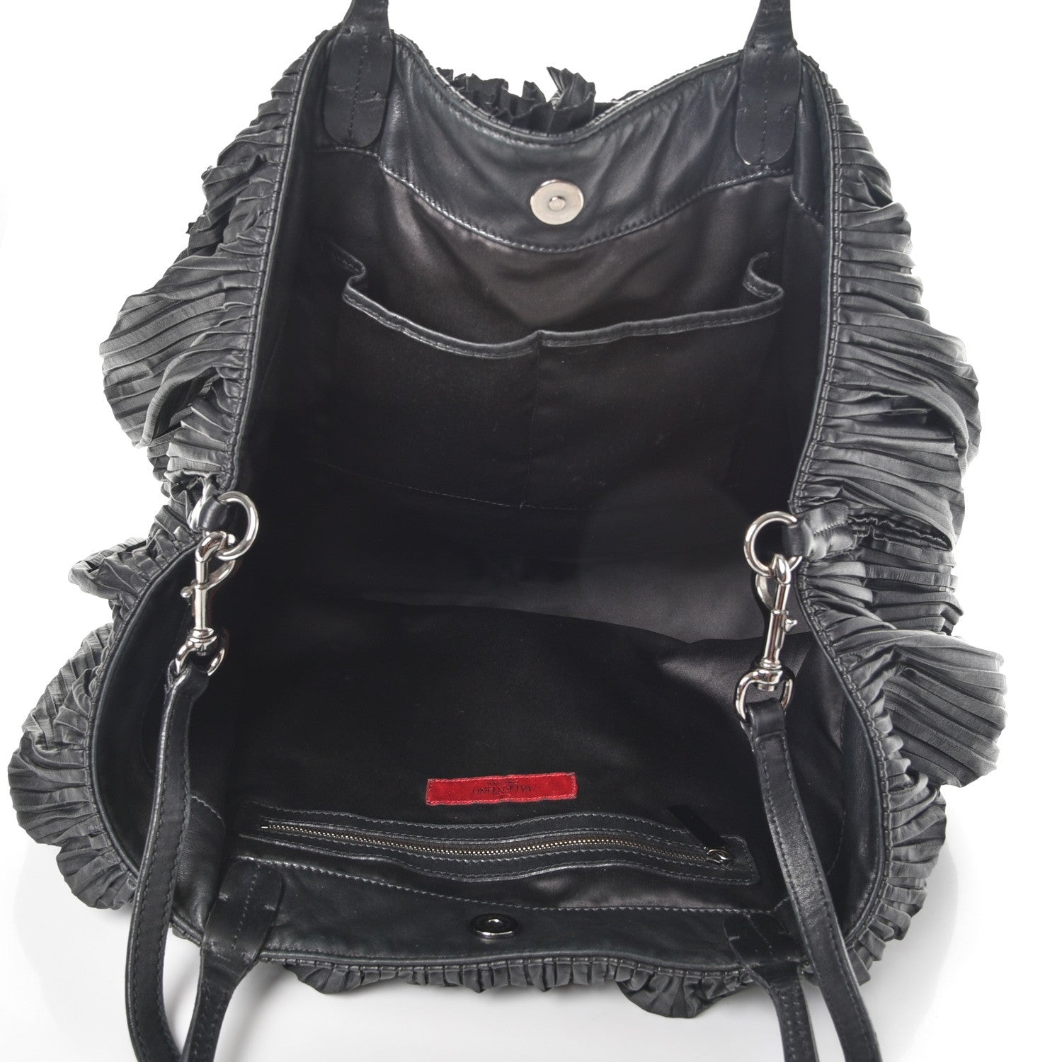 Valentino Garavani Nappa Pleated Petale Tote Black 6 of 8