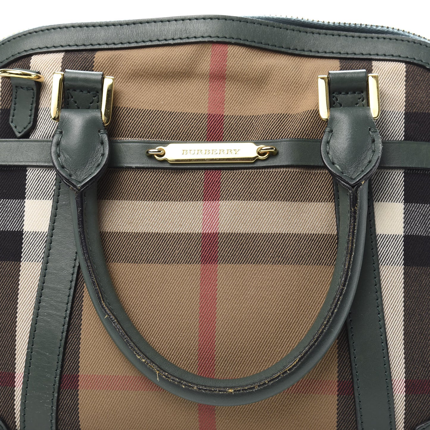 Bridle Calfskin House Check Small Orchard Bowling Bag Green