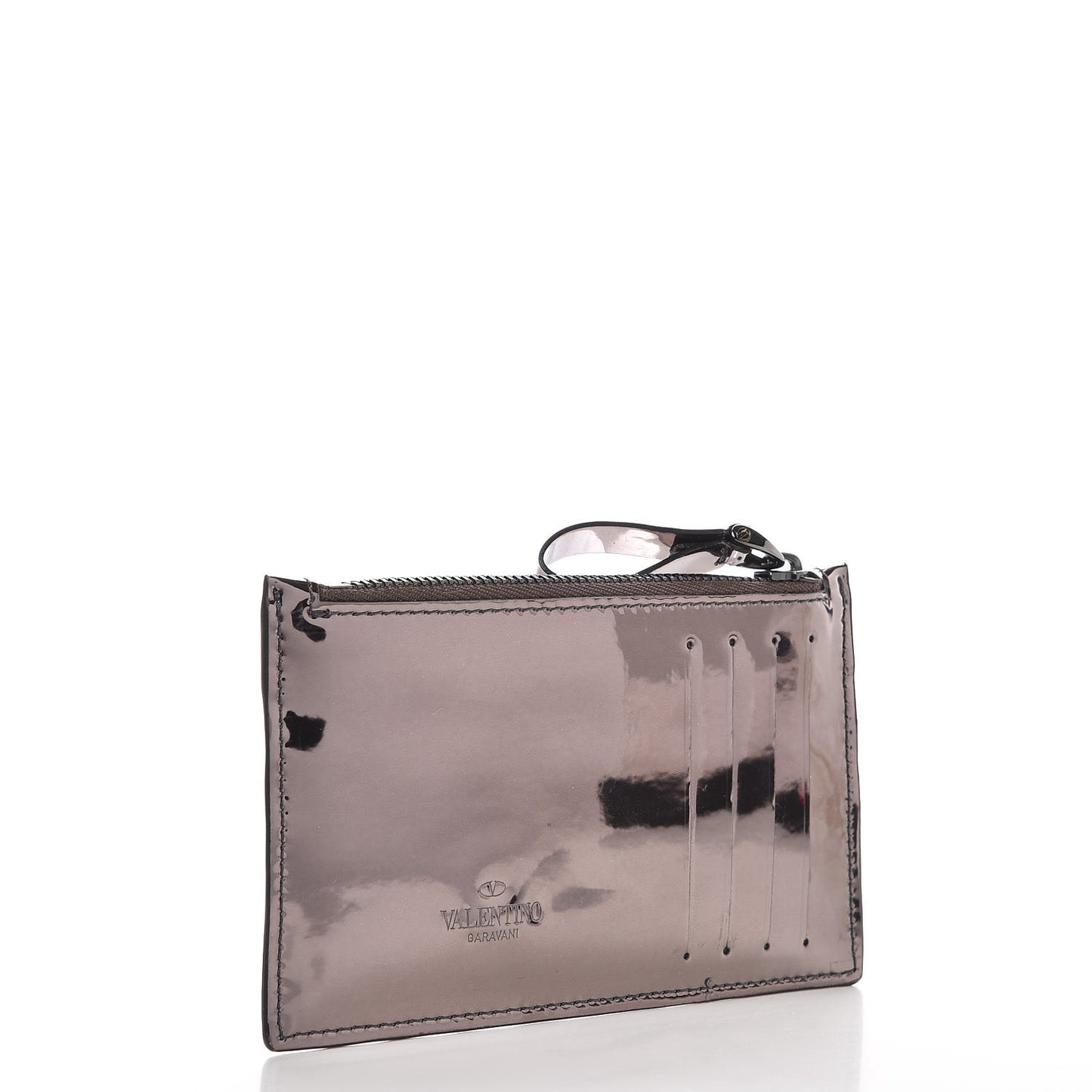 Metallic Patent Rockstud Spike Coin Case Card Holder Rutenio