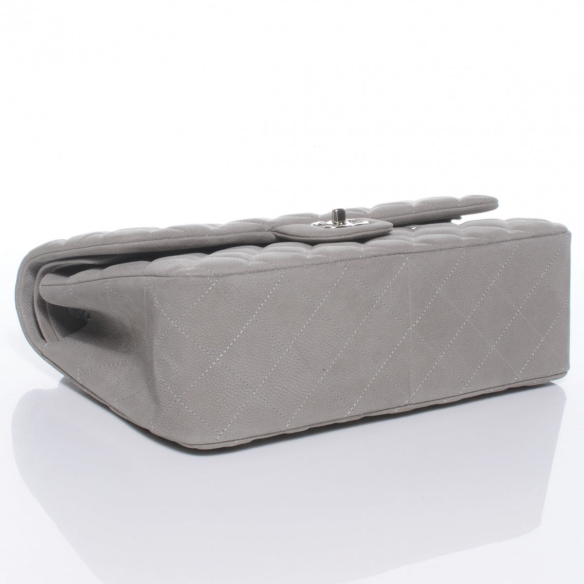 Iridescent Caviar Jumbo Double Flap Grey