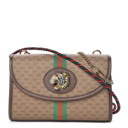 Gucci Mini Vintage GG Supreme Monogram Web Small Rajah Slim Flap Shoulder Bag Beige New Acero 1 of 12