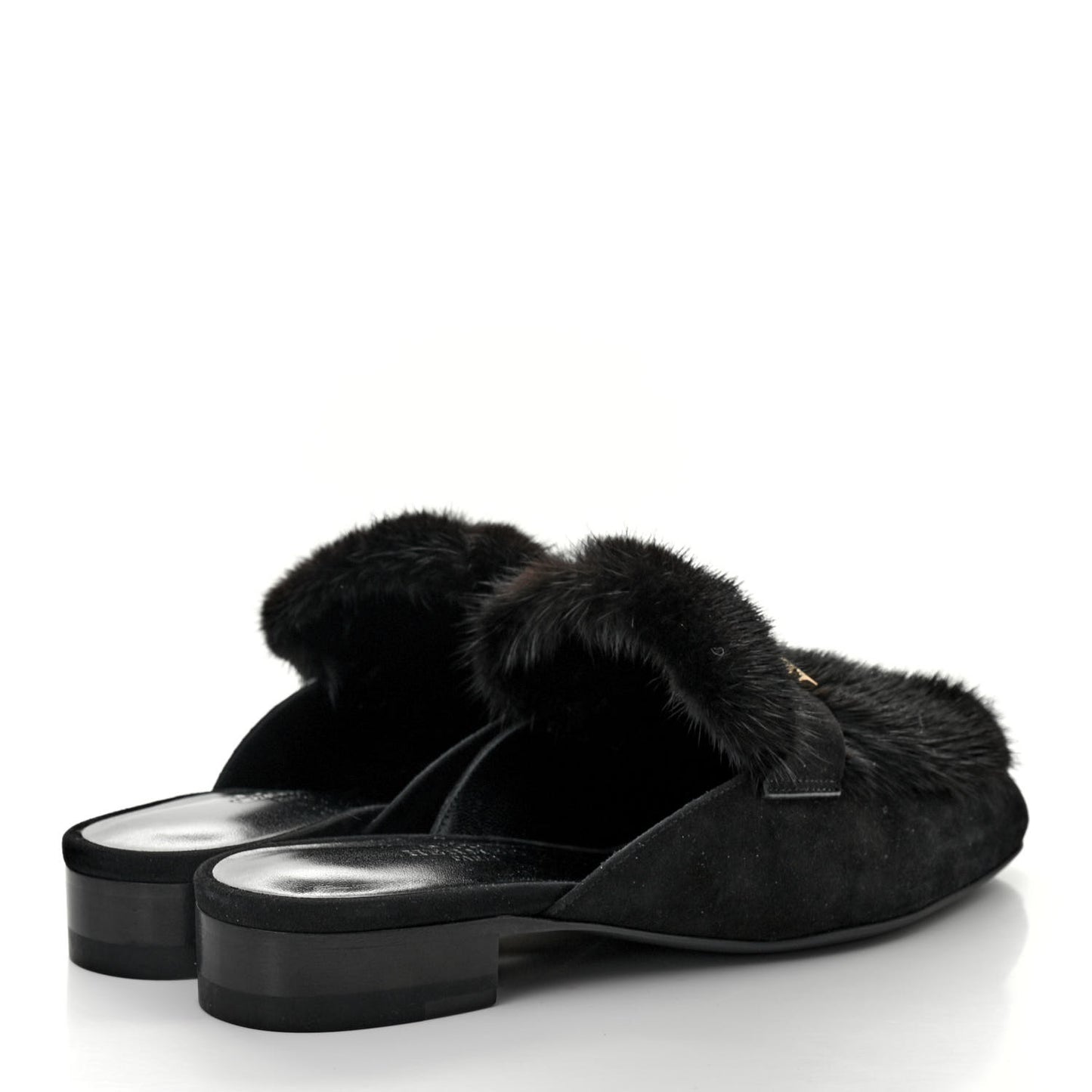 Mink Fur Suede Goatskin Trocadero Mule 35 Black