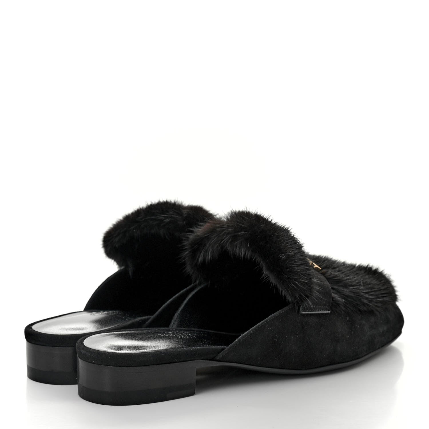 Hermes Mink Fur Suede Goatskin Trocadero Mule 35 Black 4 of 7