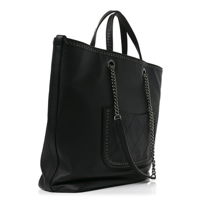 Chanel Calfskin Large Coco Eyelets Shopping Tote Black 3 of 10