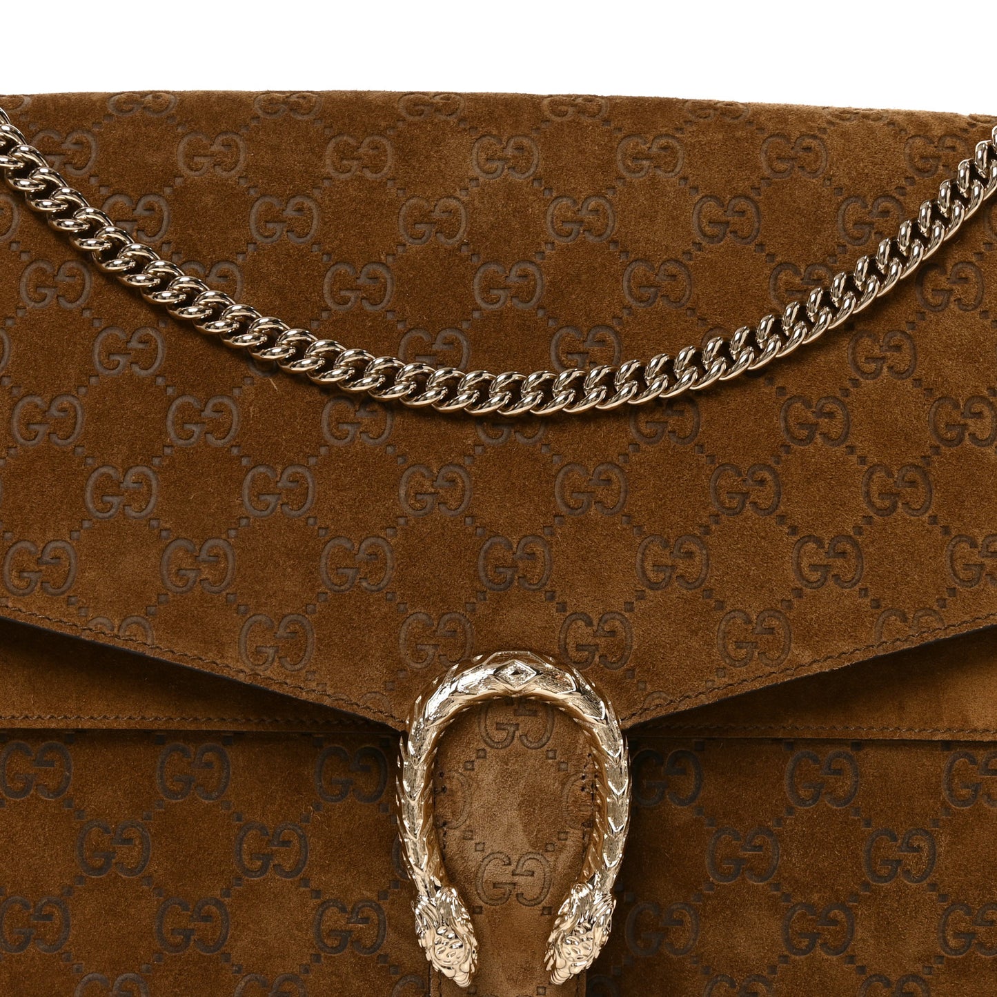 Suede GG Debossed Large Dionysus Shoulder Bag Brown