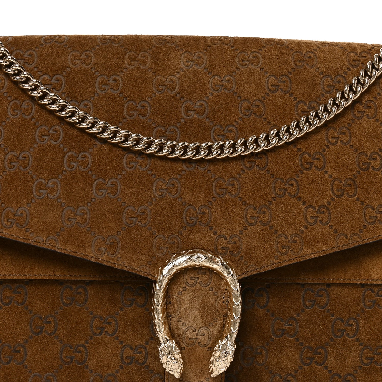 Gucci Suede GG Debossed Large Dionysus Shoulder Bag Brown 8 of 10