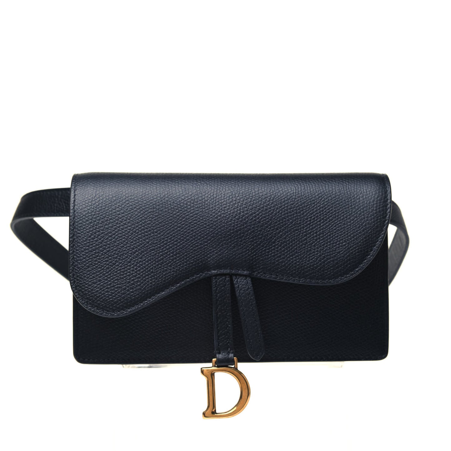 Grained Calfskin Saddle Belt Bag Black
