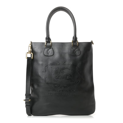Burberry Textured Calfskin Crest Embossed Large Tote Black 1 of 13