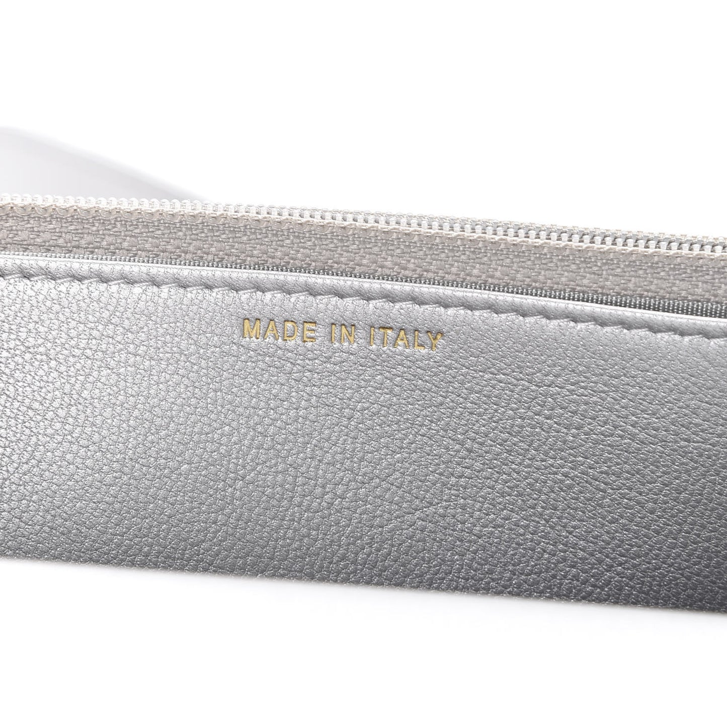 Metallic Goatskin Quilted 19 Wallet On Chain WOC Silver
