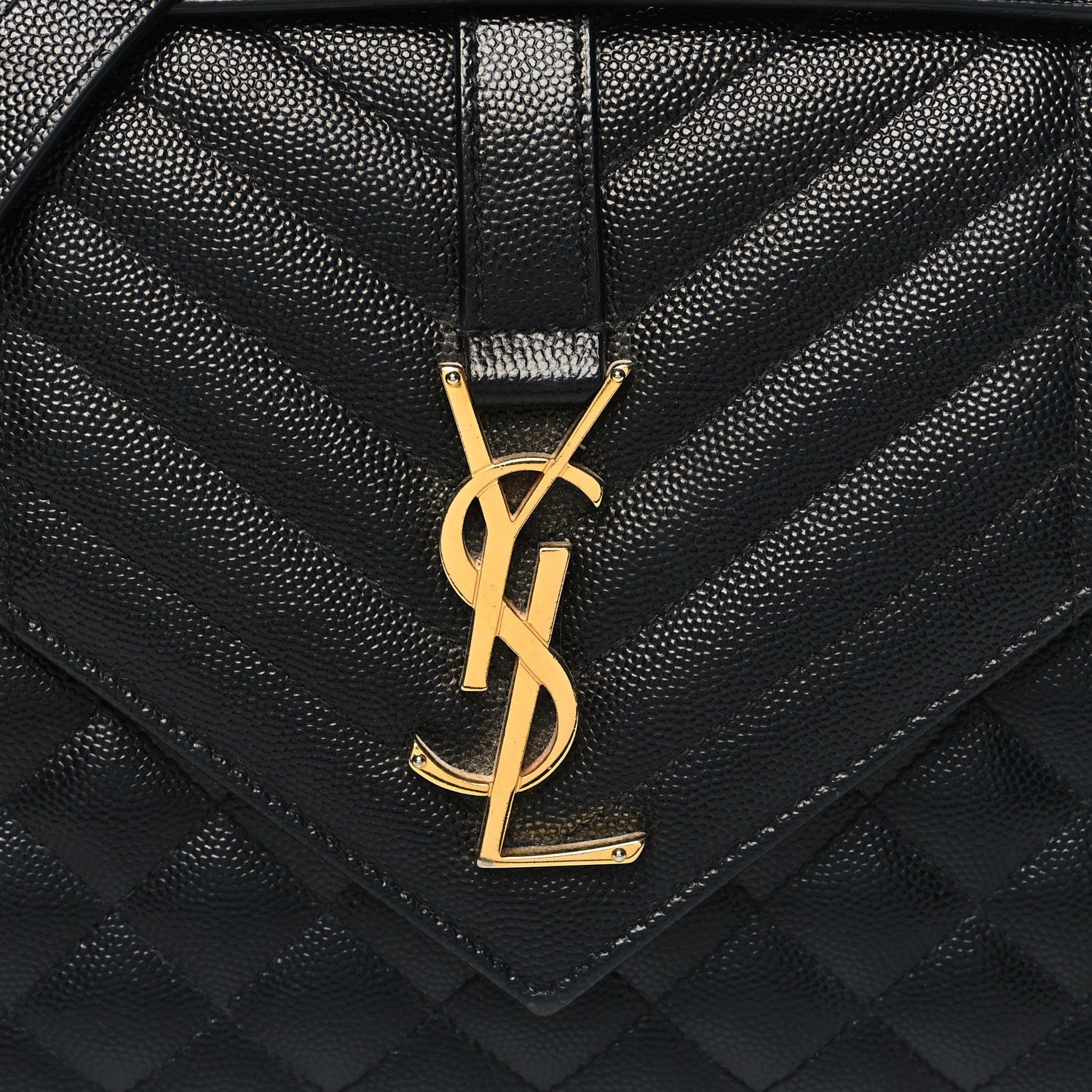 Saint Laurent Grain De Poudre Textured Mixed Matelasse Triquilt Medium Monogram Satchel Black 7 of 9