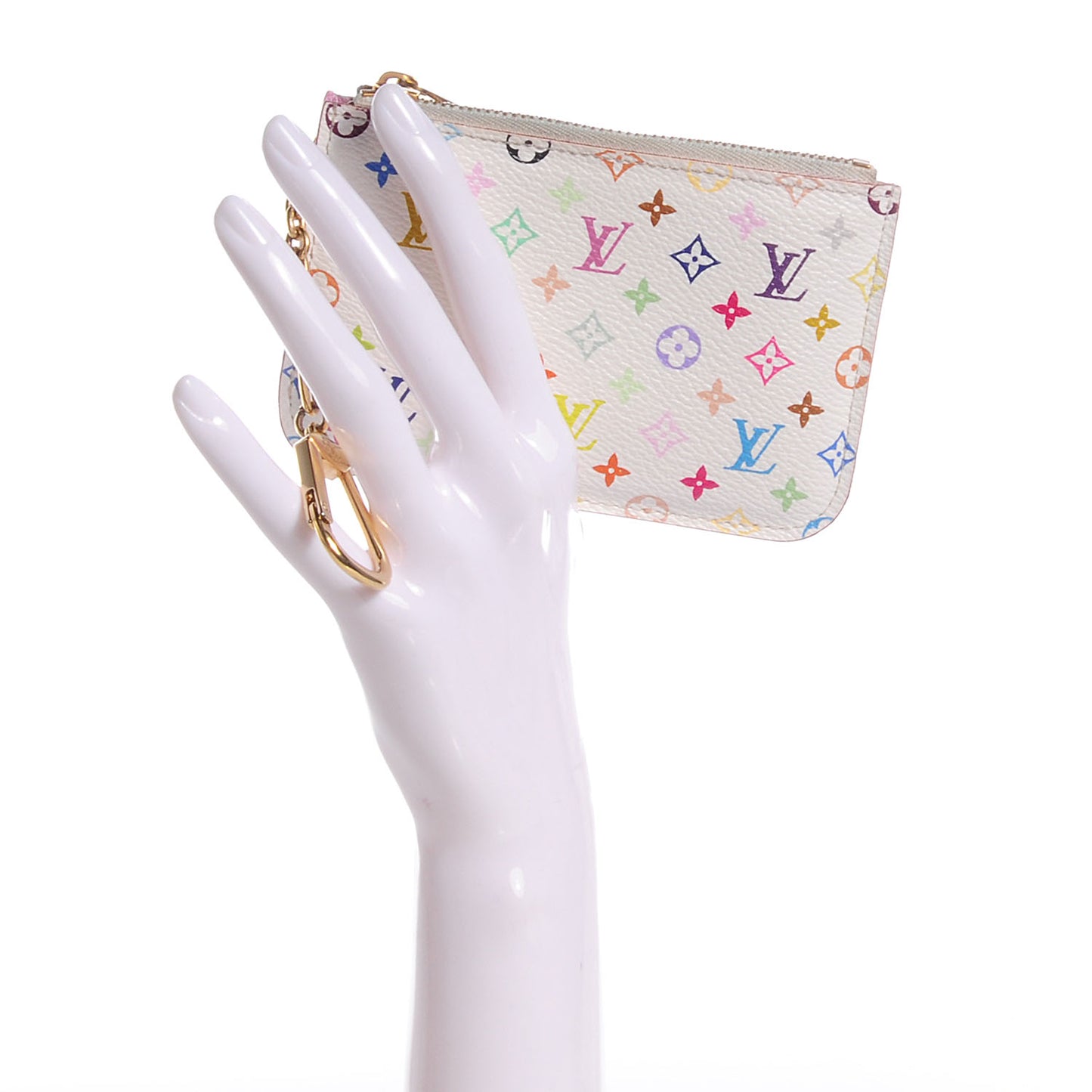 Monogram Multicolor Key Pouch White Litchi