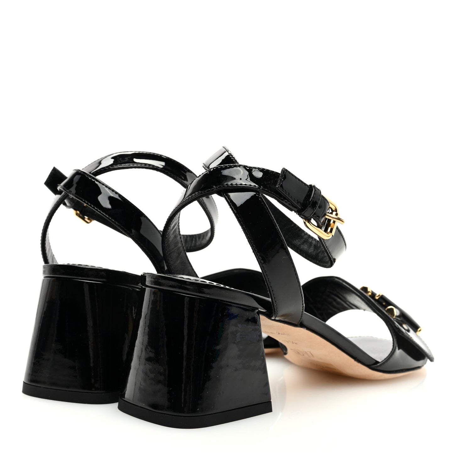Patent Calfskin Shake Sandals 37.5 Black