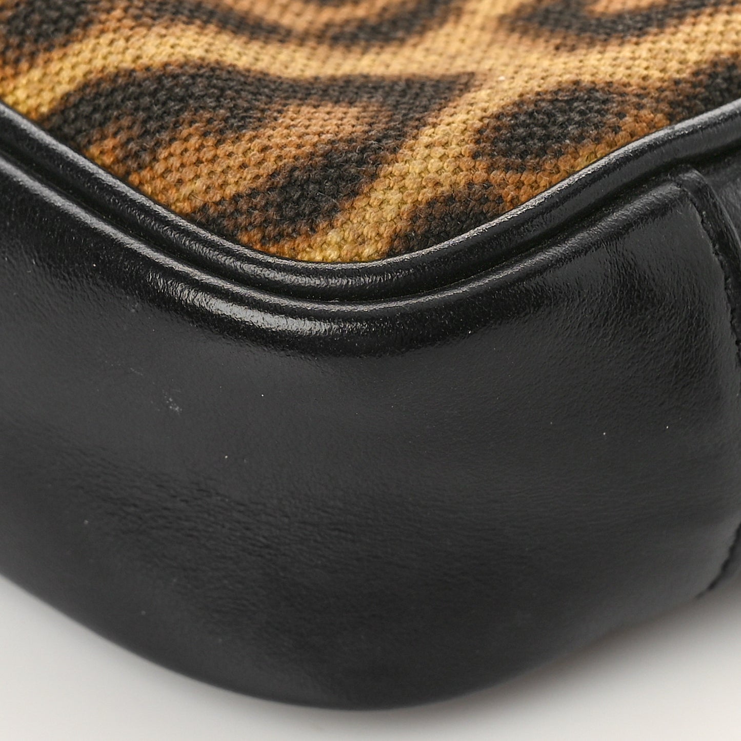 Canvas Calfskin Leopard Print Monogram Mini Lou Camera Bag Brown