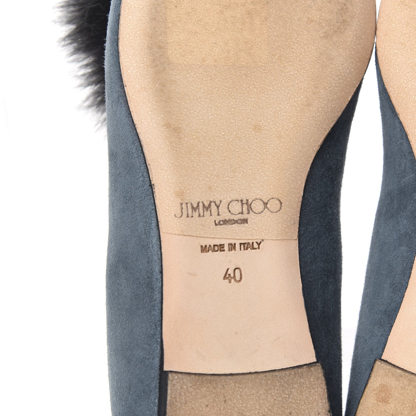 Suede Fox Fur Gale Ballet Flats 40 Blue