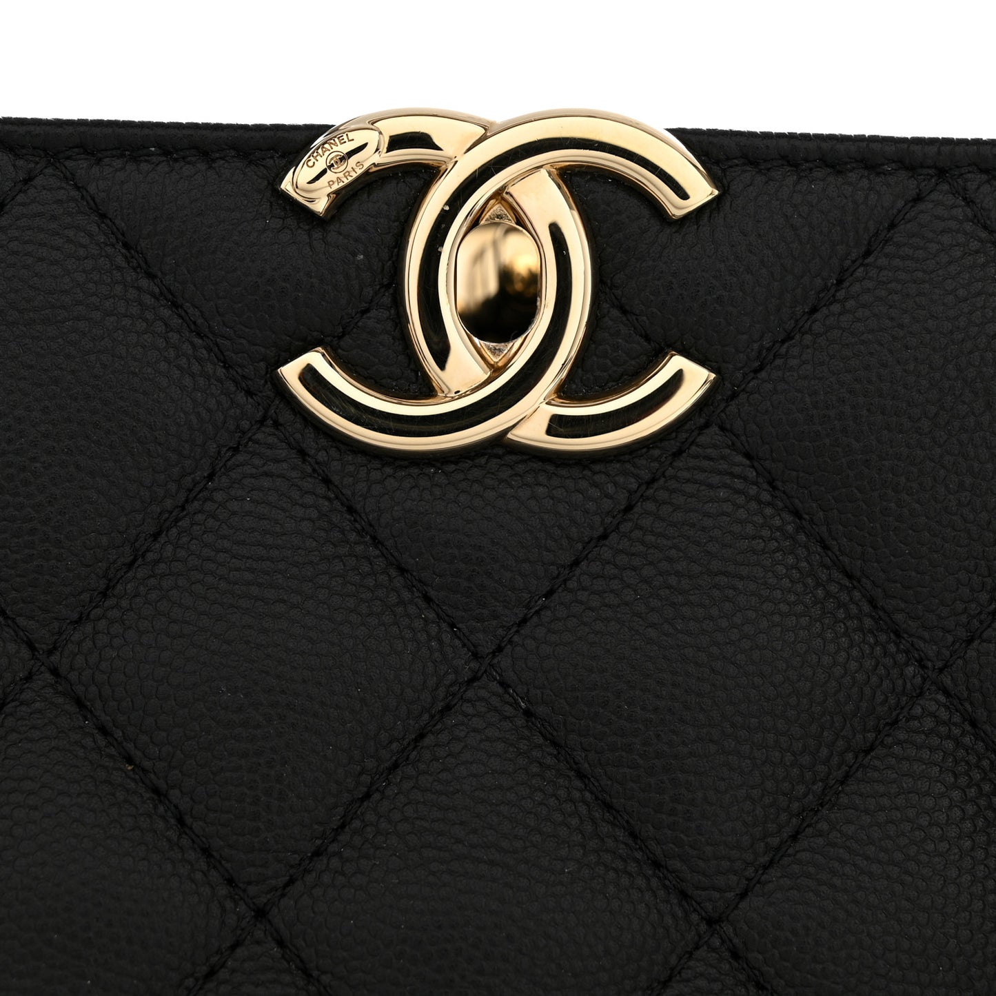 Caviar Quilted Small Shopping Tote  Black