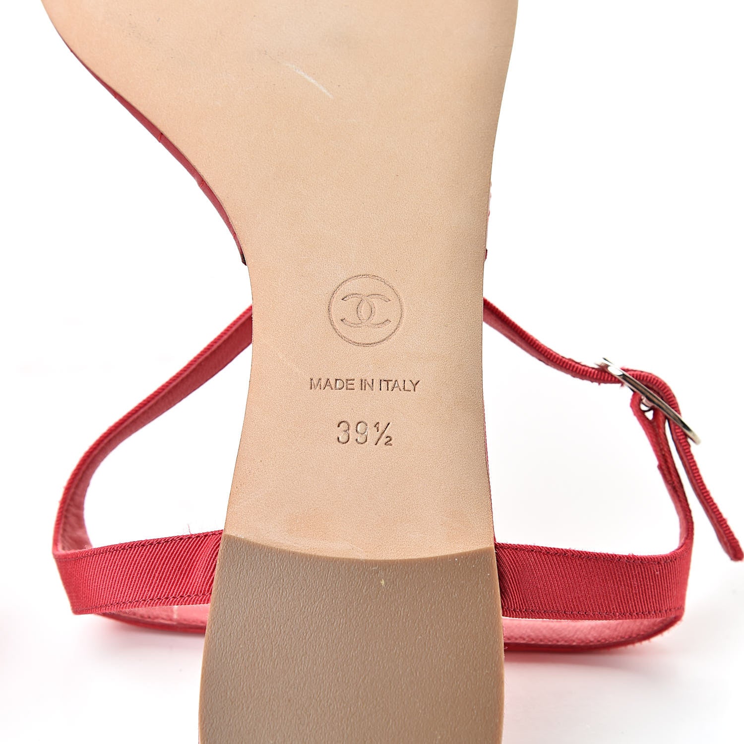 Chanel Grosgrain Lambskin Chain CC Thong Sandals 39.5 Rouge 6 of 10