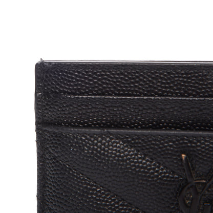 Saint Laurent Grain De Poudre Matelasse Chevron Monogram Credit Card Case Black 6 of 12