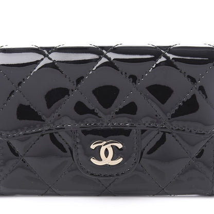 Chanel Patent Quilted Flap Card Holder Wallet Black 8 of 11