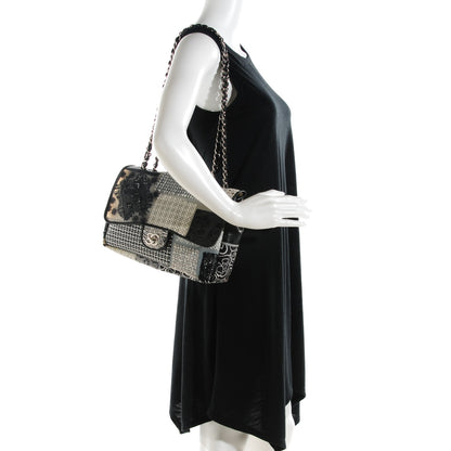 Chanel Tweed Patchwork Jumbo Single Flap Black 2 of 8